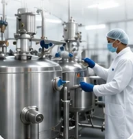 Technician at latex compounding tanks
